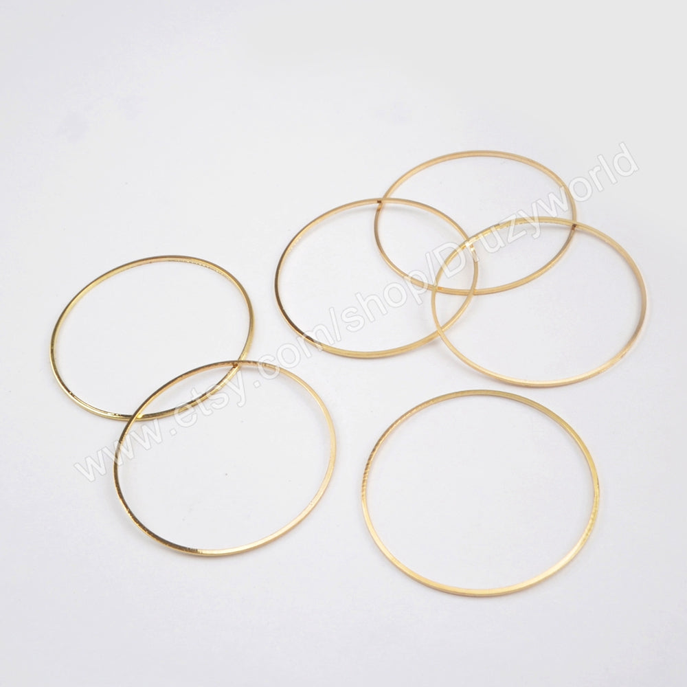 100 pcs Gold Plated Brass Soldered Circle Ring Finding 40mm Round Hoops NO-9