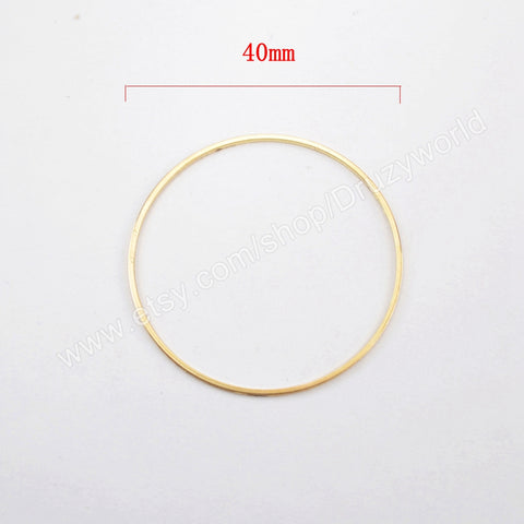 100 pcs Gold Plated Brass Soldered Circle Ring Finding 40mm Round Hoops NO-9