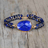 Gold Natrual Lapis Lazuli 4mm Beads Wire Wrap Bracelet, Hanmade Boho Jewelry HD0292