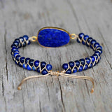 Gold Natrual Lapis Lazuli 4mm Beads Wire Wrap Bracelet, Hanmade Boho Jewelry HD0292