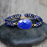 Gold Natrual Lapis Lazuli 4mm Beads Wire Wrap Bracelet, Hanmade Boho Jewelry HD0292