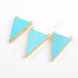 Gold Plated Turquoise Triangle Connector Double Bails G0410