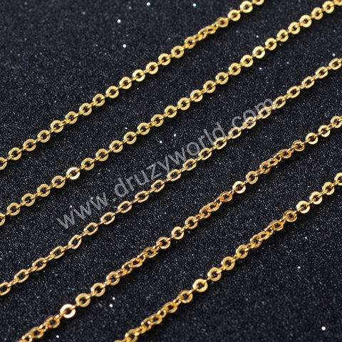 Copper Finished Chain Necklace Finding Golden Flat Cable Chain Losbter Clasp PJ001-14-G