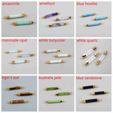 Gold Plated Prism Rainbow Natural Gemstone Faceted Terminated Point Connectors G0993