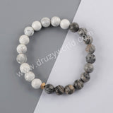 8mm Leopard Skin Jasper White Howlite Turquoise Beads Stretch Bracelet HD0137