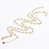 30" Gold Plated Copper 3mm Beads Finished Chain Connector Necklace Finding PJ011-15x2-G