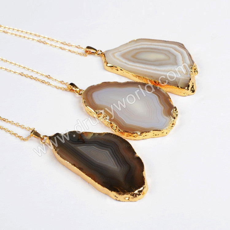 Onyx agate pendant,natural gemstone pendant, agate slice pendant