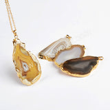 Natural Color Onyx Agate Slice Pendant, Gemstone Slice Pendant Bead G0092