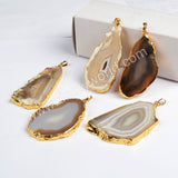 Natural Color Onyx Agate Slice Pendant, Gemstone Slice Pendant Bead G0092