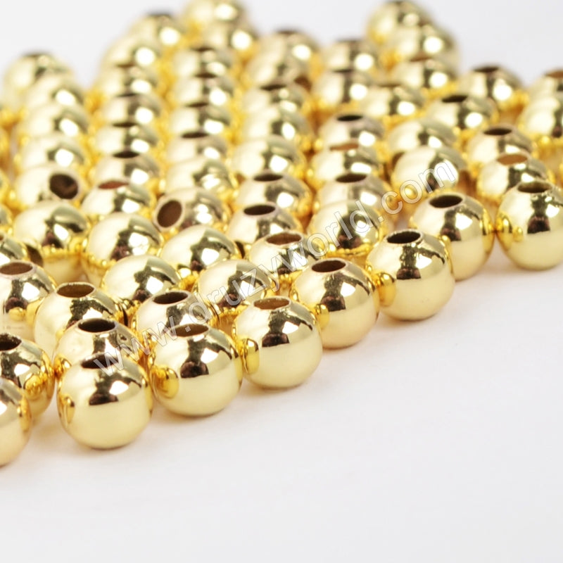 100pcs Wholesale 4mm 14K Gold Tone Dull Polish Brass Beads Ball PJ030-G