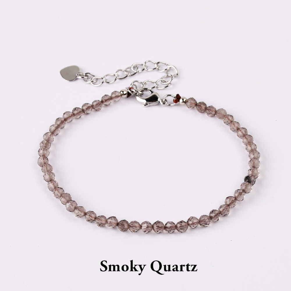 Silver Natural Healing Crystal Stone Beads Bracelet, 3mm Small Beads, Handmade Jewelry HD0315-S