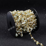 5m/lot,Gold Plated Or Silver Plated Natural Green Aquamarine Beaded Chains JT064