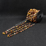 5m/lot,Gold Plated Or Silver Plated Natural Colorful Mookaite Jasper Beaded Chains JT065