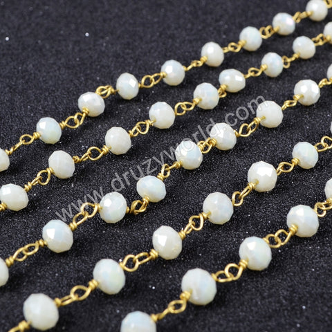 5m/lot,Gold Plated Or Silver Plated Light Yellow-Green Quartz Beaded Chains JT024