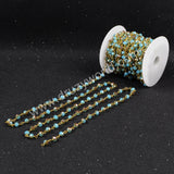 5m/lot,Gold Plated Or Silver Plated Blue&Champagne Quartz Beaded Chains JT066
