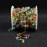 5m/lot,Gold Plated Or Silver Plated Rainbow Quartz Beaded Chains JT067