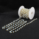 5m/lot,Gold Plated Or Silver Plated White Manmade Opal Faceted Beaded Chains JT025