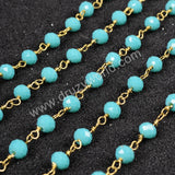 5m/lot,Gold Plated Or Silver Plated Blue Jade Quartz Beaded Chains JT028