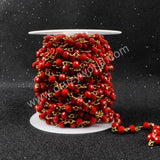 5m/lot,Gold Plated Or Silver Plated Red Jade Quartz Beaded Chains JT030