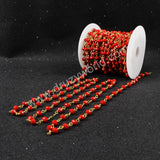 5m/lot,Gold Plated Or Silver Plated Red Jade Quartz Beaded Chains JT030