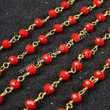 5m/lot,Gold Plated Or Silver Plated Red Jade Quartz Beaded Chains JT030