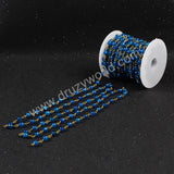5m/lot,Gold Plated Or Silver Plated Natural Blue Agate Faceted Beaded Chains JT074