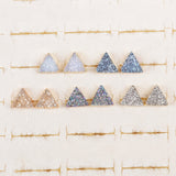 Gold Plated Triangle 10mm Natural Agate Titanium Rainbow Druzy Stud Earrings G0915