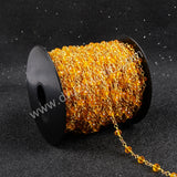 5m/lot,Gold Plated Or Silver Plated Orange Jade Quartz Beaded Chains JT037