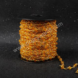 5m/lot,Gold Plated Or Silver Plated Orange Jade Quartz Beaded Chains JT037