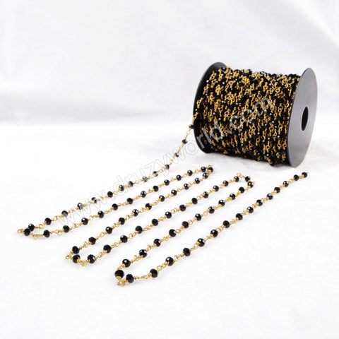 5m/lot,Gold Plated Or Silver Plated Black Jade Quartz Beaded Chains JT038