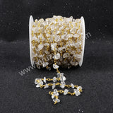 5m/lot,Gold Plated Or Silver Plated Natural White Quartz Chips Beaded Chains JT043