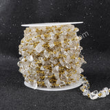 5m/lot,Gold Plated Or Silver Plated Natural White Quartz Chips Beaded Chains JT043