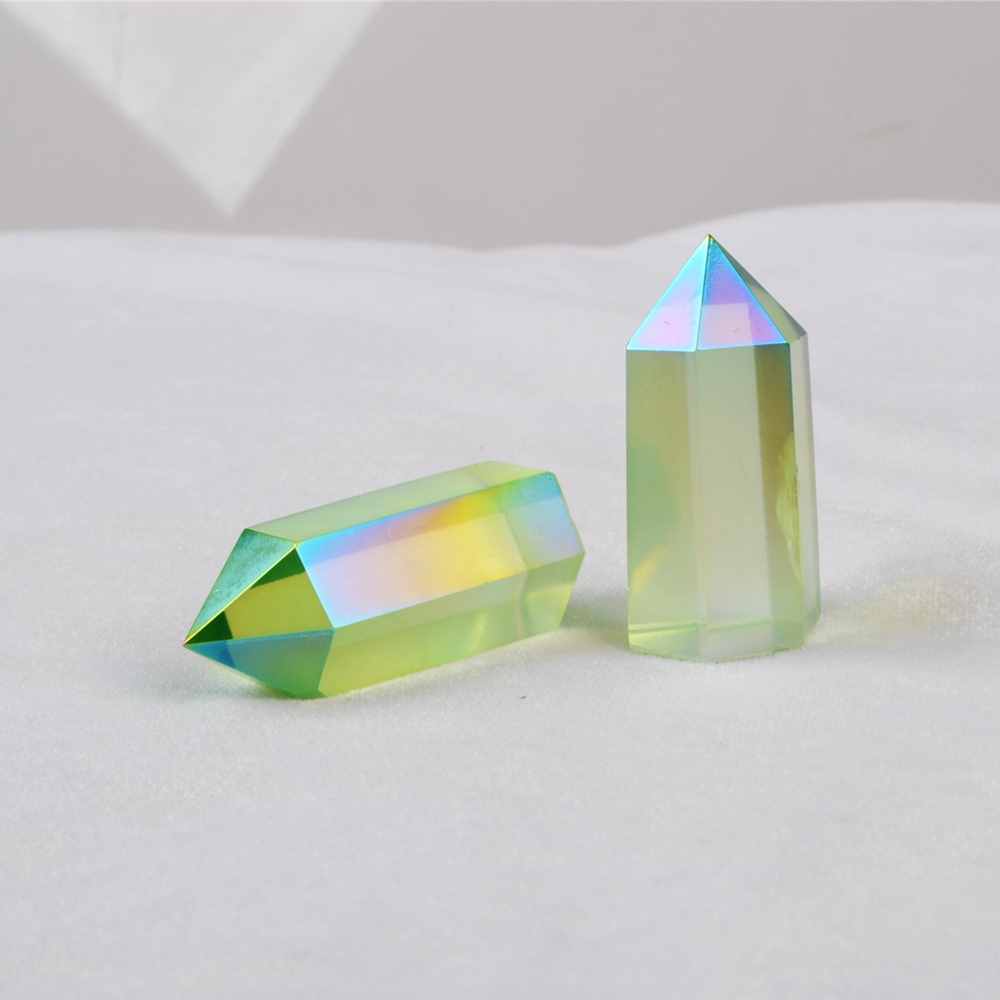 Angel Aura Quartz Obelisk Titanium Rainbow Crystal Point Home Decor, Healing Crystal Jewelry Desktop Ornament