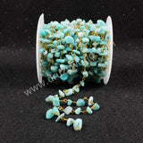 5m/lot,Gold Plated Or Silver Plated Blue Amazonite Chips Beaded Chains JT045