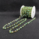 5m/lot,Gold Plated Or Silver Plated Green Aventurine Chips Beaded Chains JT047