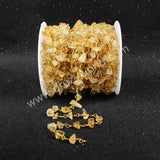 5m/lot,Gold Plated Or Silver Plated Natural Citrine Chips Beaded Chains JT048