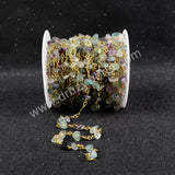 5m/lot,Gold Plated Or Silver Plated Multi-Color Fluorite Chips Beaded Chains JT050