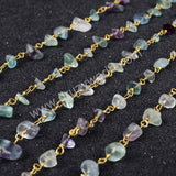 5m/lot,Gold Plated Or Silver Plated Multi-Color Fluorite Chips Beaded Chains JT050