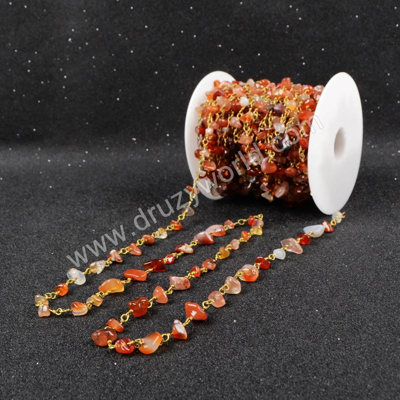5m/lot,Gold Plated Or Silver Plated Natural Agate Chips Beaded Chains JT051