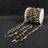 5m/lot,Gold Plated Or Silver Plated Natural Labradorite Chips Beaded Chains JT052