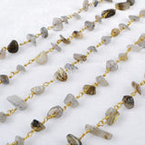 5m/lot,Gold Plated Or Silver Plated Natural Labradorite Chips Beaded Chains JT052