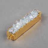 Rectangle Titanium AB Color Druzy Bar Connector Gold Plated, Making Jewelry Craft G0501