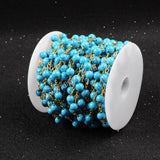 5m/lot,Gold Plated Or Silver Plated Round Blue Howlite Turquoise Beaded Chains  JT084