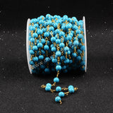 5m/lot,Gold Plated Or Silver Plated Round Blue Howlite Turquoise Beaded Chains  JT084