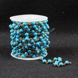 5m/lot,Gold Plated Or Silver Plated Round Blue Howlite Turquoise Beaded Chains  JT084