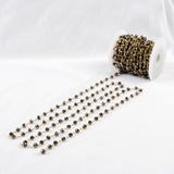 5m/lot,Brass  Titanium Black Gun Color Glass Beads Chains JT086