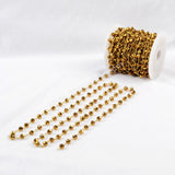 5m/lot,Brass  Titanium Golden Color Glass Beads Chains JT087