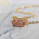 Hexagon Natural Agate Titanium Druzy Necklace Women Jewelry Gold Plated ZG0136-N