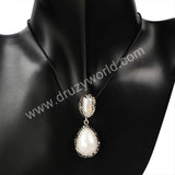 Rhinestone Pearl & Drop Pearl Shell Dangle Pendant Bead, For DIY Jewelry Making JAB195