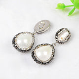 Rhinestone Pearl & Drop Pearl Shell Dangle Pendant Bead, For DIY Jewelry Making JAB195